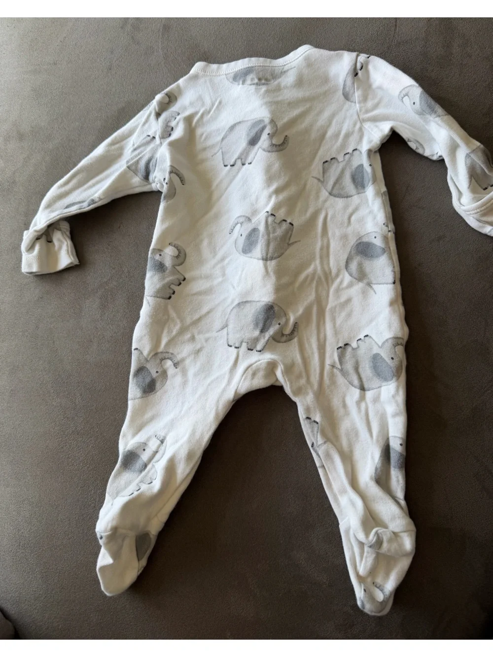 Old Navy White Footed One-Piece with Gray Elephant Print